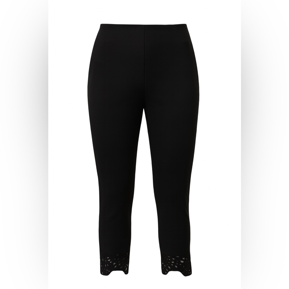 WHBM NWT classic straight black dress pants with cutout embroidery, size 4